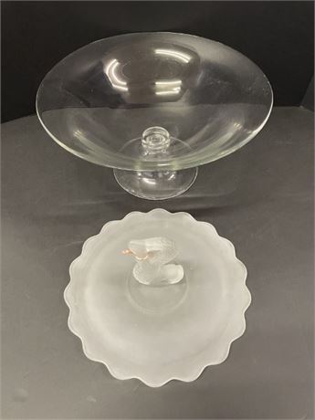 Vintage Bowl & Frosted Snack Tray - 11" & 15" Diameter