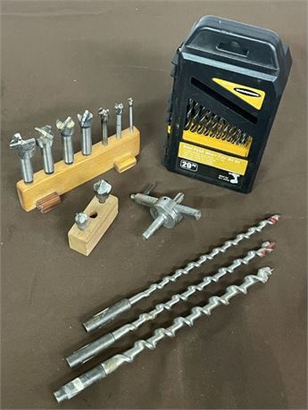 Assorted Router & Brad Point Drill Bits