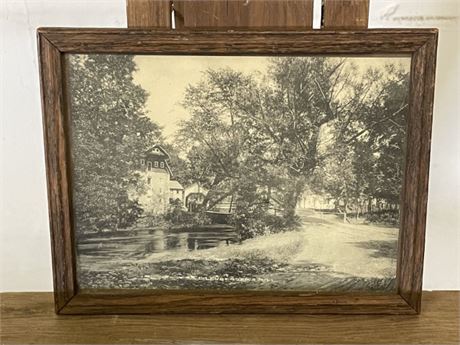 Antique Framed Ellenberger's Mill Phot Print - 9x7