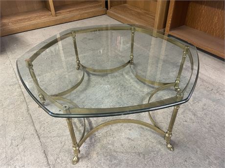 Vintage Glass Top Accent Table...43x15