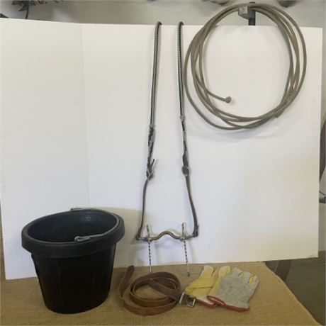 Feed Bucket & Assorted Tack