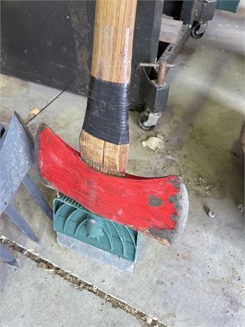 Double Bitted Red Axe and Scraper