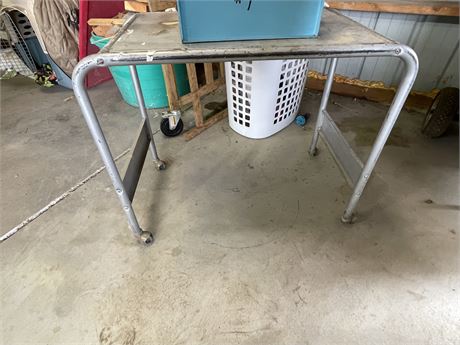Gray Metal Rolling Cart/Table
