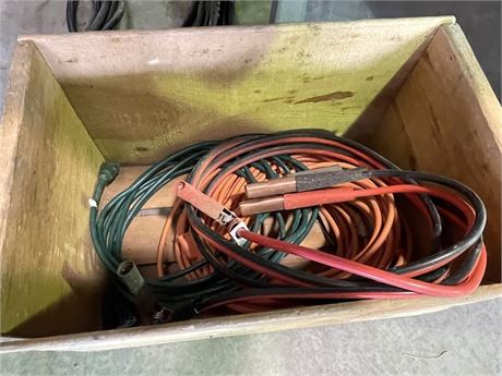 Box with Electrical Cords and Jumper Cables