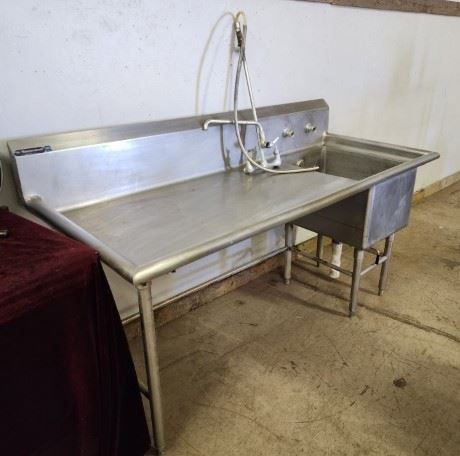 Stainless Service Sink w/ Rail & Faucet -72x30x36 (sink is 18x24x19)