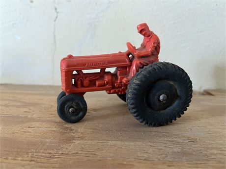 Small Red Rubber "Auburn" Toy Tractor