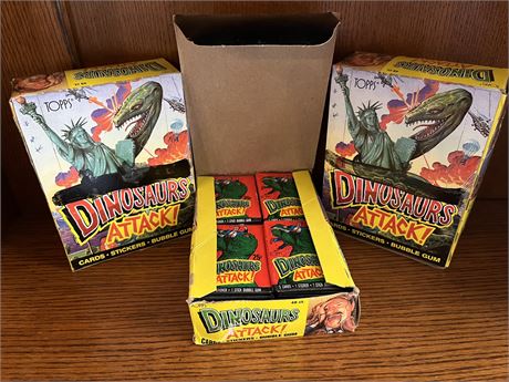 From the 80's, 3 Boxes of Topps Dinosaurs Attack Wax Packs