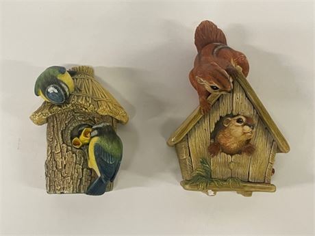 Collectible BOSSONS Bird House Wall Ornament Pair