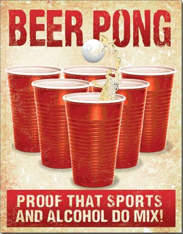 Beer Pong Metal Sign