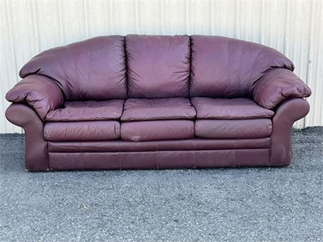 Comfy Burgundy Leather Sofa...91" Length