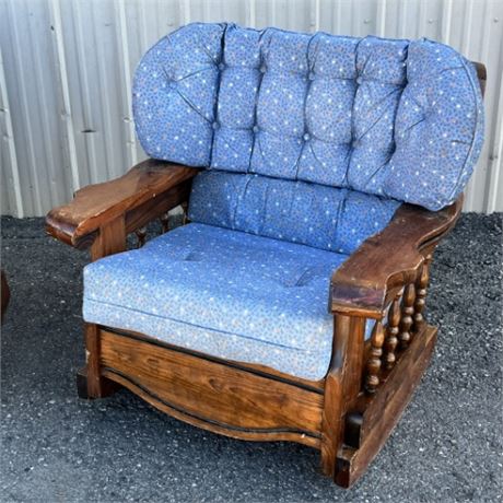 Retro Wood Rocking Chair with Cushions