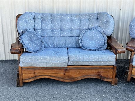 Retro Wooden Couch with Cushions...59" Long