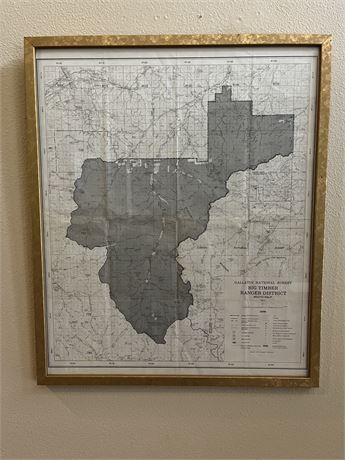 Framed Big Timber Ranger District/Gallatin National Forest Map 1971