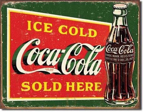 Vintage Style Ice Cold Green Coke Metal Sign