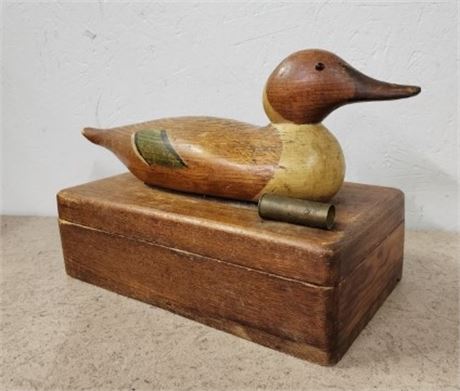 Wood Carved Lidded Duck Box