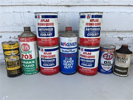 Collection of Old Vehicle Motor Fluid Cans