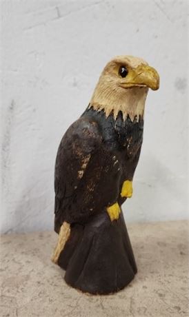 Hand Carved and Painted Wood Bald Eagle Statue