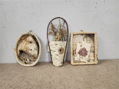 Birch Bark Wall Hanger Trio