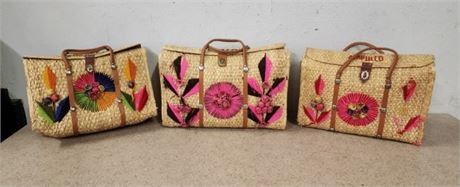 Vintage 2 In 1 Woven Mexico Carry Bags