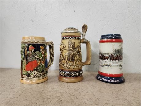 Collectible Beer Stein Trio