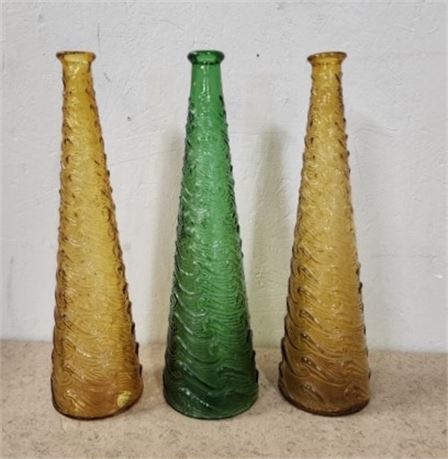 Collectible Amber & Green Glass Trio