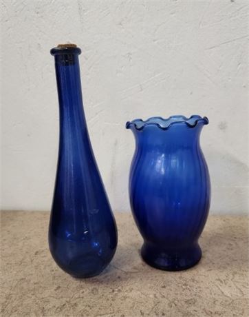 Collectible Blue Glass Pair