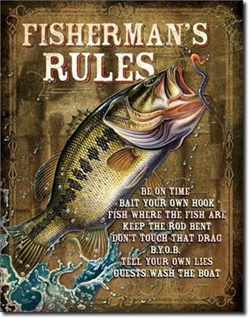 Vintage Style Fisherman's Rules Metal Sign