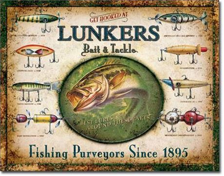 Vintage Style Lunkers Lures Metal Sign