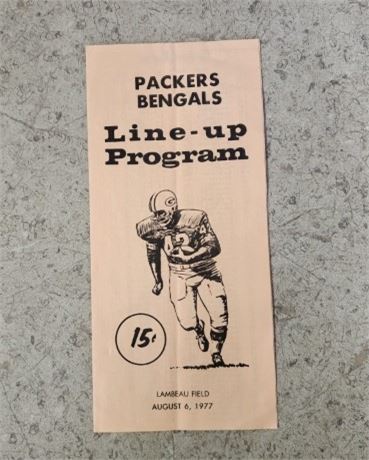1977 Packers/Bengals Line-Up Program
