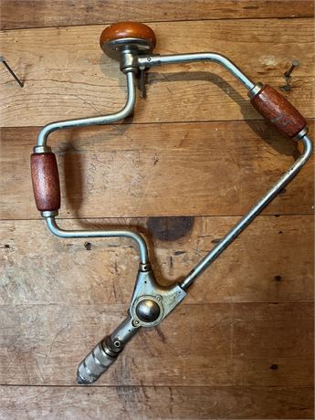 Antique Corner Brace Angle Wood Hand Crank Drill