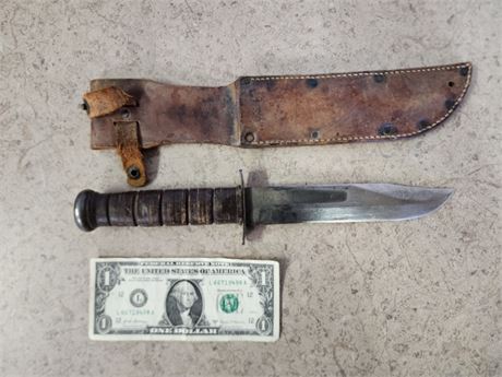Rare Collectible KA-BAR U.S.N Fighting Knife with Sheath