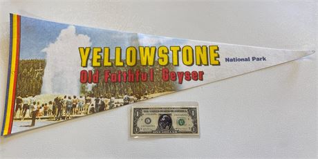 29" Vintage Yellowstone Old Faithful Geyser Pennant