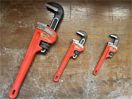 Set of 3 Rigid Pipe Wrenches