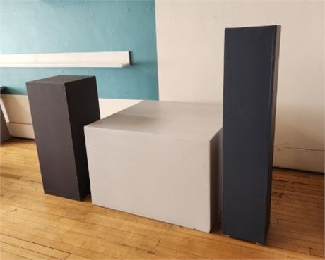 Assorted Size Wood Pedestal Display Trio...36x36x24-15x15x37-10x10x48