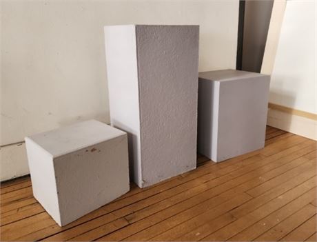 Assorted Size Wood Pedestal Display Trio...15x15x32-15x15x20