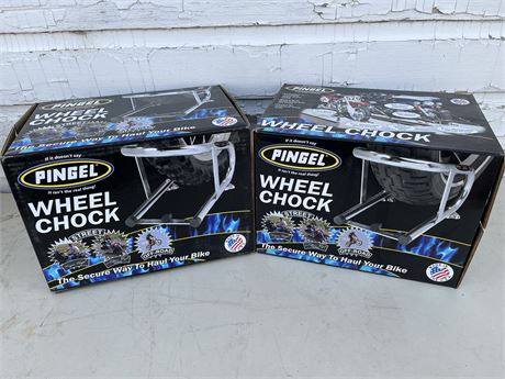 Two Pingel "Wheel Chocks" Removable Brackets for Transporting Motorcycles
