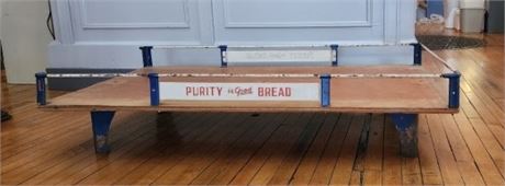 Vintage Footed Bread Market Display Shelf...54x30x12