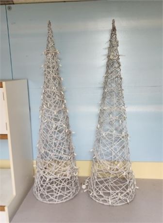 Lighted Christmas Tree Pair...13" Base x 4' Tall