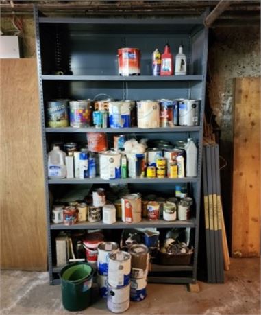 Large Metal Shelving Unit with Extra Shelves & All Paint Products