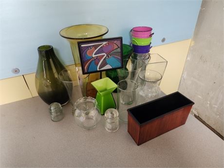 Assorted Collectible Home Decor Glass & Misc.