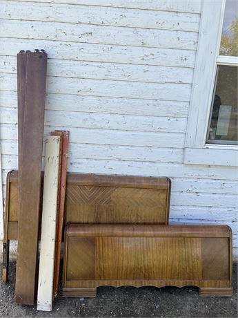 Vintage Wood Full Sized Bed Headboard, Footboard