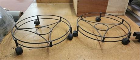 Rolling Plant Stand Pair...17"dia