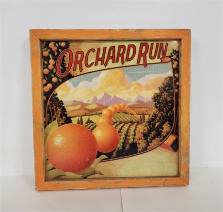 Local Artist's Framed Fruit Crate Label Reproduction Sign...13x13