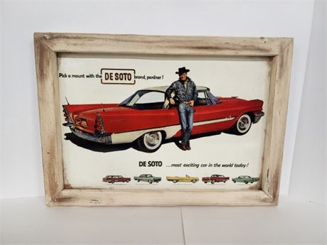 Local Artist's Desoto Framed Reproduction Sign...22x15