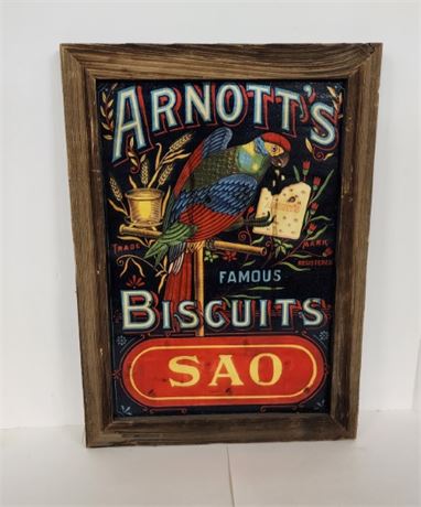 Local Artist's Biscuit Label Barnwood Framed Reproduction Sign...14x20