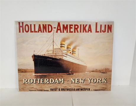 Local Artist's Holland-America Passenger Ship Reproduction Sign...16x12