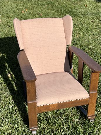 ANTIQUE ADJUSTABLE BACK CUSHIONED CHAIR
