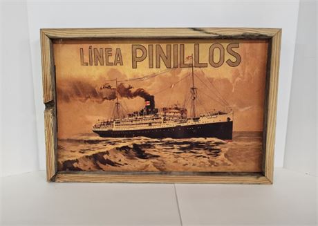 Local Artist's Pinillos Passenger Ship Barnwood Framed Reproduction Sign...19x12