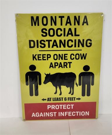 Montana Social Distancing Metal Reproduction Sign...16x12