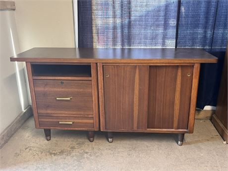 Nice Mid Century Wood File Cabinet Office Unit with Slider Doors...59x18x29